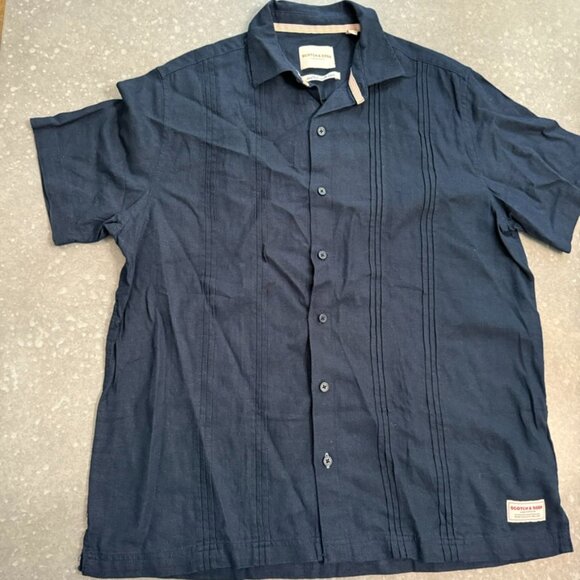 Scotch & Soda Navy Short-Sleeve Button-Up Shirt – Size Medium - Picture 3 of 10
